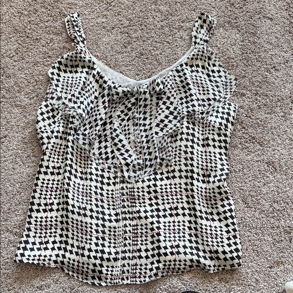 White House Black Market Geometric Black and White Camisole